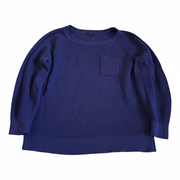 Talbots Women's Size 2X Blue Patch Pocket Crewneck Knit Sweater - Picture 3 of 11